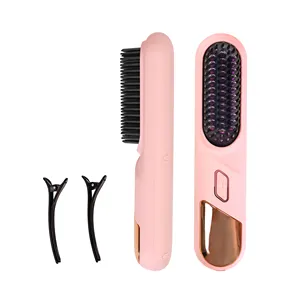 Manufacturer Custom Logo Professional Portable Hair Straightener Brush Electric Hair Straightener Comb