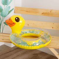 Bouée de piscine de loisirs d'eau en plein air, bouée d'accès, Tube d'anneau de natation gonflable de canard Transparent avec poignée
