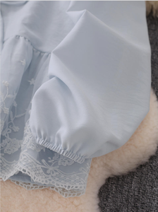 Camicetta da donna <span class=keywords><strong>blu</strong></span> con <span class=keywords><strong>pizzo</strong></span> e laccetti sul davanti - Product Image 6