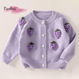 Automne et hiver filles cardigans chandails tricots chauds pour enfants avec fermeture à bouton Style coréen bébé chandails - Product Image 2