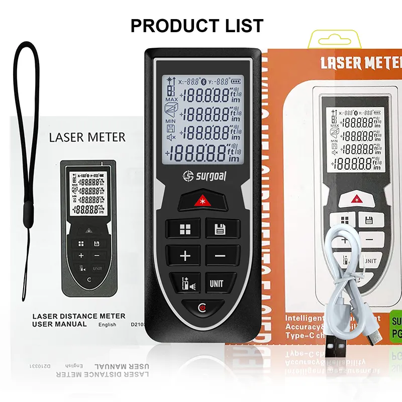 Medidor de distancia láser de carga USB, herramienta de medición barata, medidor de telémetro