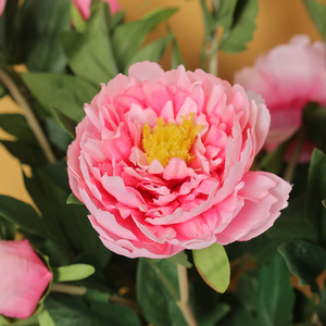 Flores Artificiales de Peonía Ruilisi, 3 Cabezas, Color Rosa Claro y Blanco, en Jarrón, Decoración Floral para Bodas y Hogar - Product Image 4