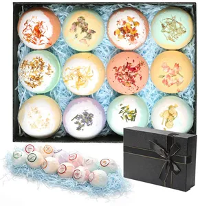 12 개 수제 꽃 향기 목욕 폭탄 선물 세트 여성용 플로팅 버블 피지스 스파 키트