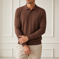 Pull en cachemire peigné 100 % pour homme, style Old Money, col polo, jersey simple, poignets et ourlet côtelés, fabrication sur mesure OEM