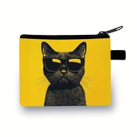 Monederos de mezclilla con diseño de animales de dibujos animados, bolsas de almacenamiento multiusos con cremallera