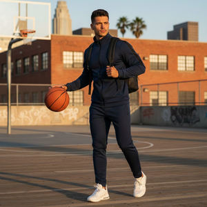 Conjunto Deportivo Casual para Hombre Wembley Sports, Cuello Redondo, Tejido Grueso, Transpirable, Poliéster/Algodón, para Invierno - Product Image 1