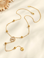 KITI Collier élégant en acier inoxydable 316 plaqué or 18 carats PVD avec pendentif CZ Y Lariat, bijoux étincelants pour femmes