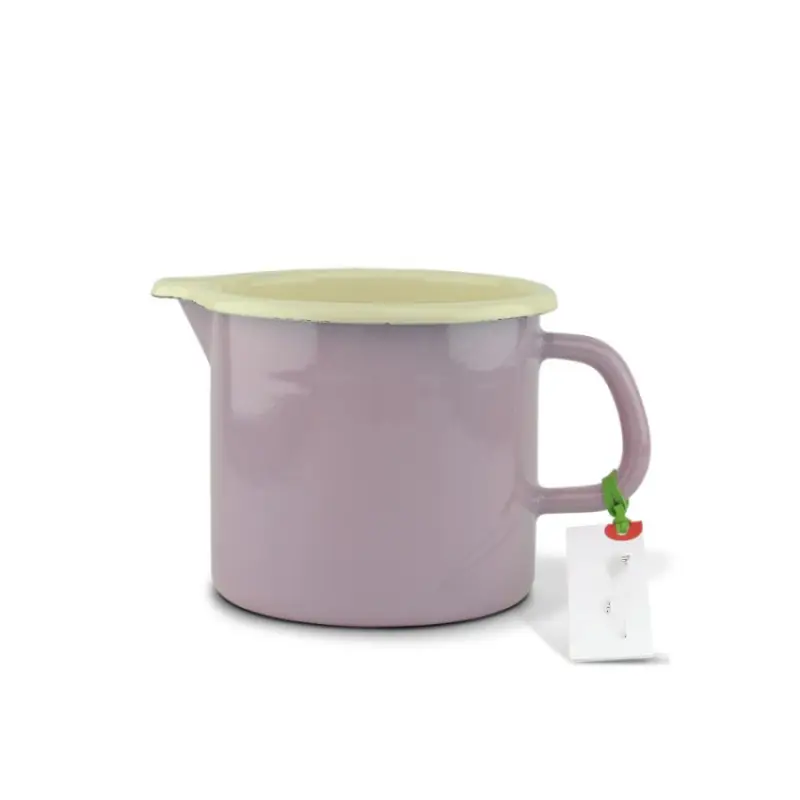 Kleine Size Roze Crème Kleur Emaille Melkkan Pot Met Uitloop