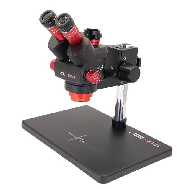 YCS 6558X Trinocular Microscope Professional Mobile Phone Repair Tool Big Base 360 Adjustable Red Cell Phone