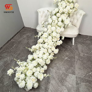 LEDA Event - Camino de Mesa de Rosas Blancas para Bodas, Estilo Simple, Hilera Larga de Flores para Fiestas de Cumpleaños - Product Image 1