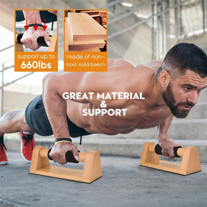 HOYE CRAFTS Human Sturdy Pushup Stands <strong>with</strong> Full Non-slip Baseplate Wood <strong>Push</strong> <strong>up</strong> <strong>Bars</strong> - Product Image 2