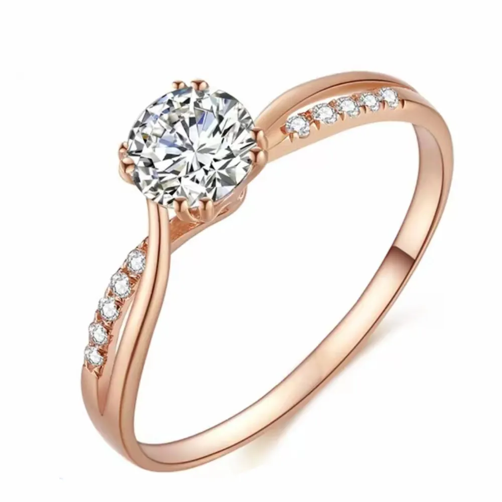 Cincin Berlian Moissanite Solitaire Emas Asli 18K Perhiasan Pernikahan Trendi Klasik untuk Pertunangan Wanita