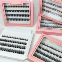 Cils en grappe autocollants en gros, livraison 7-10 jours, boîte personnalisée avec logo, faux cils préencollés longue durée, cils en grappe à pression