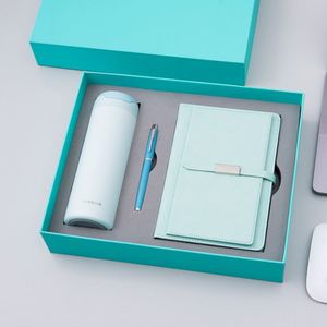 Diario Personalizado de Lujo, Cuaderno de Cuero PU Blanco, Juego de Regalo en Caja, Regalo Empresarial, Termo, Juego de Regalo con Bolígrafo y Botella de Agua - Product Image 2