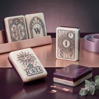 Mahjong personnalisé, style américain, 160 tuiles, Art déco, thème du Nouvel An, or rose gravé, acrylique double couche, jeu de fête