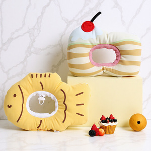 エリザベスカラー 猫用 舐み防止 調節可能 ソフトペットカラー 去勢済みペット用 ストライプフィッシュパターン - Product Image 1