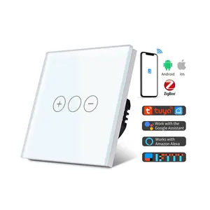TAWOIA Tuya Smart Dimmer ZigBee Dimmer Switch 1 gang 3 Touch Buttons 1 Way White Glass Smart Life Voice Control No Neutral