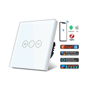 TAWOIA Tuya Smart Dimmer ZigBee Dimmer Switch 1 Gang 3 Touch Buttons 1 Way White Glass Smart Life Voice Control No Neutral