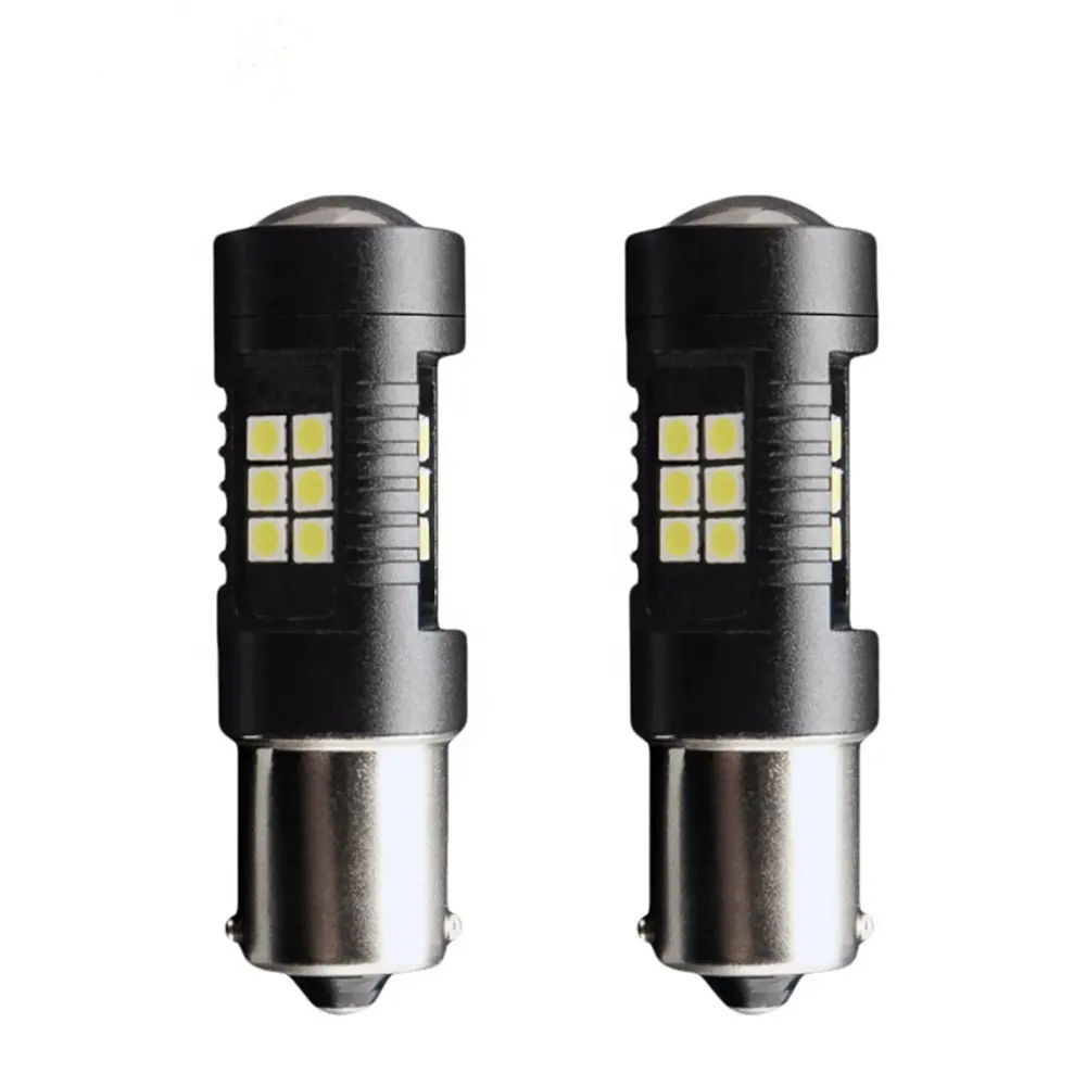 1156 BAU15S LED 1157 BAY15D 21W 3030 21SMD ampul süper parlak T20 7443 7440 araba için motosiklet dönüş sinyali kuyruk lambası geri vites