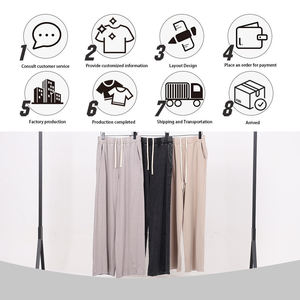 Pantalones Casuales Holgados de Hombre Estilo Vintage Lavado, 100% Algodón, con Parches, Pierna Ancha, Cintura Elástica, Tipo Chándal - Product Image 5