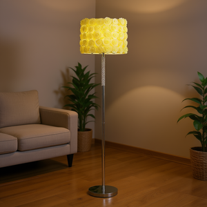 Lámpara de Pie con Pantalla Floral de Rosas Amarillas, Base de Metal de 63 Pulgadas, Luz LED, Decoración para el Hogar, Estilo Contemporáneo - Product Image 2
