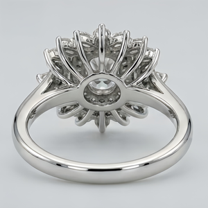 Oval Bridal <b>Ring</b> Halo Engagement Band Marquise and Baguette <b>Crystal</b> Wedding Jewelry for Women - Product Image 2