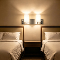 Applique murale double tête pour chambre d'hôtel, commande en gros, avec prises et ports USB intégrés