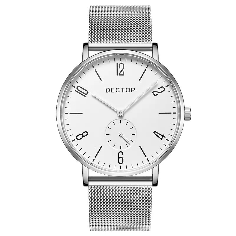 DG001 DECTOP promoción al por mayor de acero inoxidable de malla de plata banda de hombres reloj