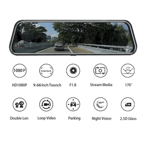 1080p הכפול מצלמת 9.66 אינץ FHD מגע מסך ראיית לילה הזרמה מראת מראה אחורית dvr מצלמת <span class=keywords><strong>dashcam</strong></span> - Product Image 2