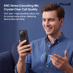 หูฟังแบบมีสาย Miccell รุ่น Type-C พร้อมระบบตัดเสียงรบกวน ANC ในหู พร้อมไมโครโฟน ENC 26dB ไดรเวอร์ Hi-Fi ขนาด 12 มม. สำหรับการโทรและการเดินทาง - Product Image 6