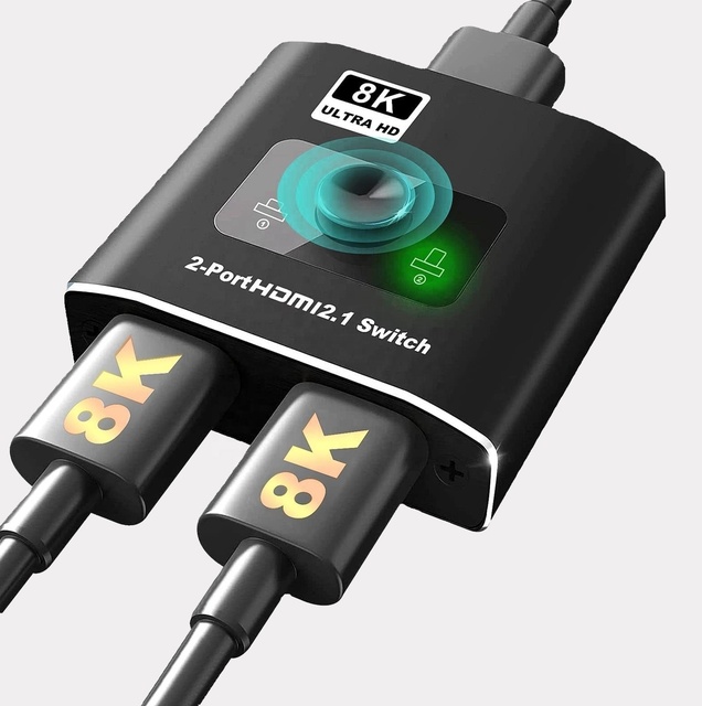 Switch AdapterNEW 2022 Switcher HDMI 2.1-compatible 2 in 1 Out Ultra 48Gbps 4K/8k With Switch Button F Auriculares
