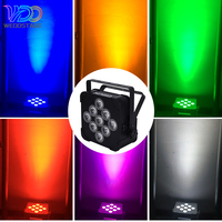 Projecteur LED plat à batterie 9*18W 6-en-1 RGBAW+UV noir pour événements, fêtes et éclairage DJ