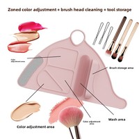 Bracelet de maquillage en silicone avec emplacements pour pinceaux - Palette portable pour mélanger le fond de teint et tapis de nettoyage rapide des pinceaux