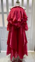 Robe longue de soirée fluide en organza scintillant, dos nu, torsadée, à volants, col halter, pour femme, printemps-été