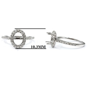 Bijoux fins en or 18 carats, bague semi-montée ovale en or blanc 18 carats avec diamants de haute qualité, cadeau pour la femme, idéal pour la fête des mères - Product Image 2