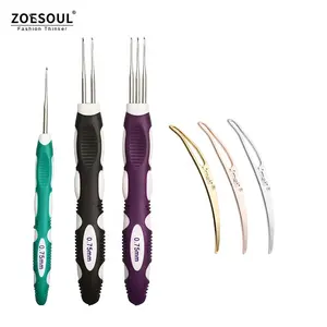 Dreadlock Crochet Hook Tool 6pcs 0.75mm Smooth Soft Grip maniglie Set di ganci all'uncinetto per treccia artigianale