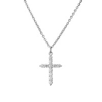 Colliers pendentifs croix en zircon pavé de laiton plaqué or 14 carats pour femmes