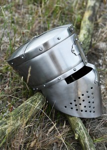 Casque de Chevalier Templier, environ 1200 AD, fabriqué à la main, en acier de 1,6 mm avec doublure en cuir, style médiéval, armure historique décorative - Product Image 5