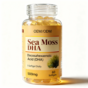 Gélules de DHA 500mg certifiées GMP HALAL, extraits naturels pressés à froid d'algues marines, oméga 3, algues marines, DHA, OEM - Product Image 1