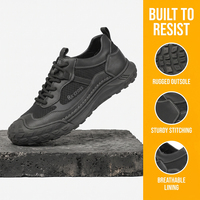 Zapatos de Trabajo Ligeros de Cuero Genuino con Malla Transpirable, Suela de Goma, Zapatillas Casuales para Hombre