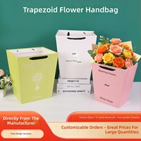 Sac à fleurs trapézoïdal personnalisé avec logo, emballage imperméable pour bouquet, sac en papier pour fleuriste