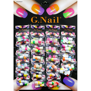 New Arrival <strong>Simple</strong> Solid Color G.<strong>Nail</strong> New Style 24 Packs Mixed French Manicure with Colorful Print - Product Image 3