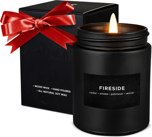 Velas de madera y vainilla francesas al por mayor privadas personalizadas para hombres, regalos de San Valentín en tarro negro, velas perfumadas de soja - Product Image 1