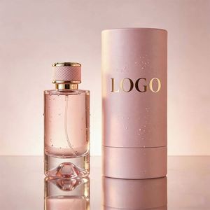 Wholesale in Stock 50ML Luxury <b>Clear</b> Round Glass Perfume Bottles Custom Logo <b>Box</b> Textured Cap Pump Sprayer - Product Image 2