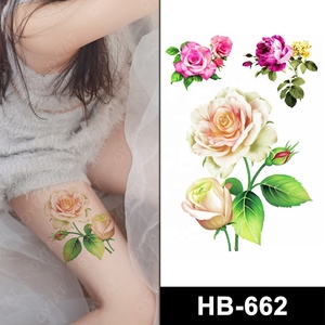 Stock di Body Art donna nuda trasferimento acqua popolare bella stampa a colori temporanea con inchiostro finto fiore rosa tatuaggi tribali - Product Image 3
