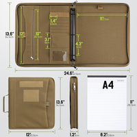 Portafolio Haoran, Carpeta con Anillas Desmontables, Planificador de 3 Anillas, Funda Táctica para Cuaderno con Cierre de Poliéster, Logotipo Personalizado