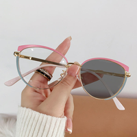 Lunettes de soleil anti-radiation pour femmes, design œil de chat, 2-en-1, verres photochromiques, métal doré, protection contre la lumière bleue et les reflets