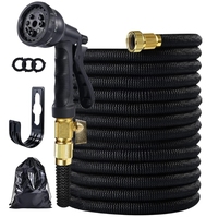 Manguera de Jardín Extensible, Manguera de Agua Retráctil Mágica con Conector de Latón y Pistola de Riego de 8 Modos para Riego de Jardín y Lavado de Autos