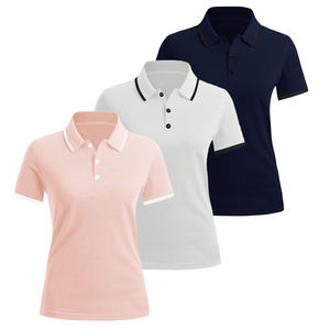 Polo deportivo transpirable ajustado de manga corta para mujer, bordado personalizado, anticontracción, verano, Color sólido, venta al por mayor, informal - Product Image 3