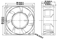 Ventilador Axial de Flujo DC YCCFAN YDD8038B12 80x80x38mm 8038 7500RPM 91.62CFM